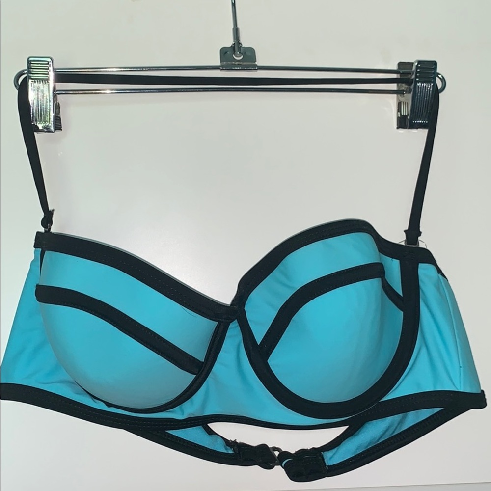 Blue and black Hobie bikini top